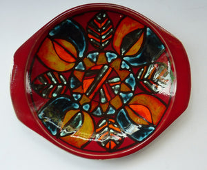 Beautiful Large 1970s Poole DELPHIS Wall Plate or Charger with Unusual Handle Sections to each side