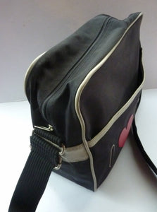 Vintage DESIGNER 1980s I love Red or Dead Cross Body or Messenger Bag with Zip Closure and Front Open Pocket Section