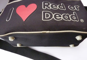 Vintage DESIGNER 1980s I love Red or Dead Cross Body or Messenger Bag with Zip Closure and Front Open Pocket Section