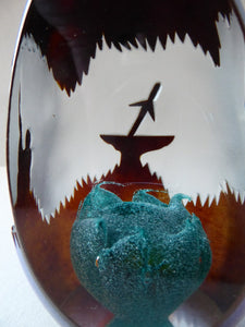 Vintage SCOTTISH Caithness Glass Paperweight: Sword in the Stone by Philip Chaplain