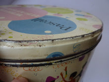 Load image into Gallery viewer, Large STORAGE BOX. Early 1960s Sweetie Tin for Pascall&#39;s White Heather Chocolates and Toffees. Fabulous Vintage Design
