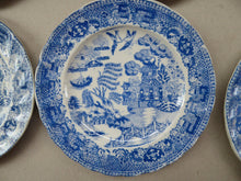 Load image into Gallery viewer, Set of Six: RARE Antique BISHOP &amp; STONIER Miniature Child&#39;s Nursery Willow Pattern Plates;  c 1880
