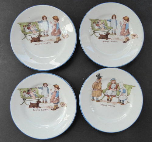 PARAGON China NURSERY WARE. 1920s Child's Side Plates. Dolly's School and Dolly's Doctor Pattern