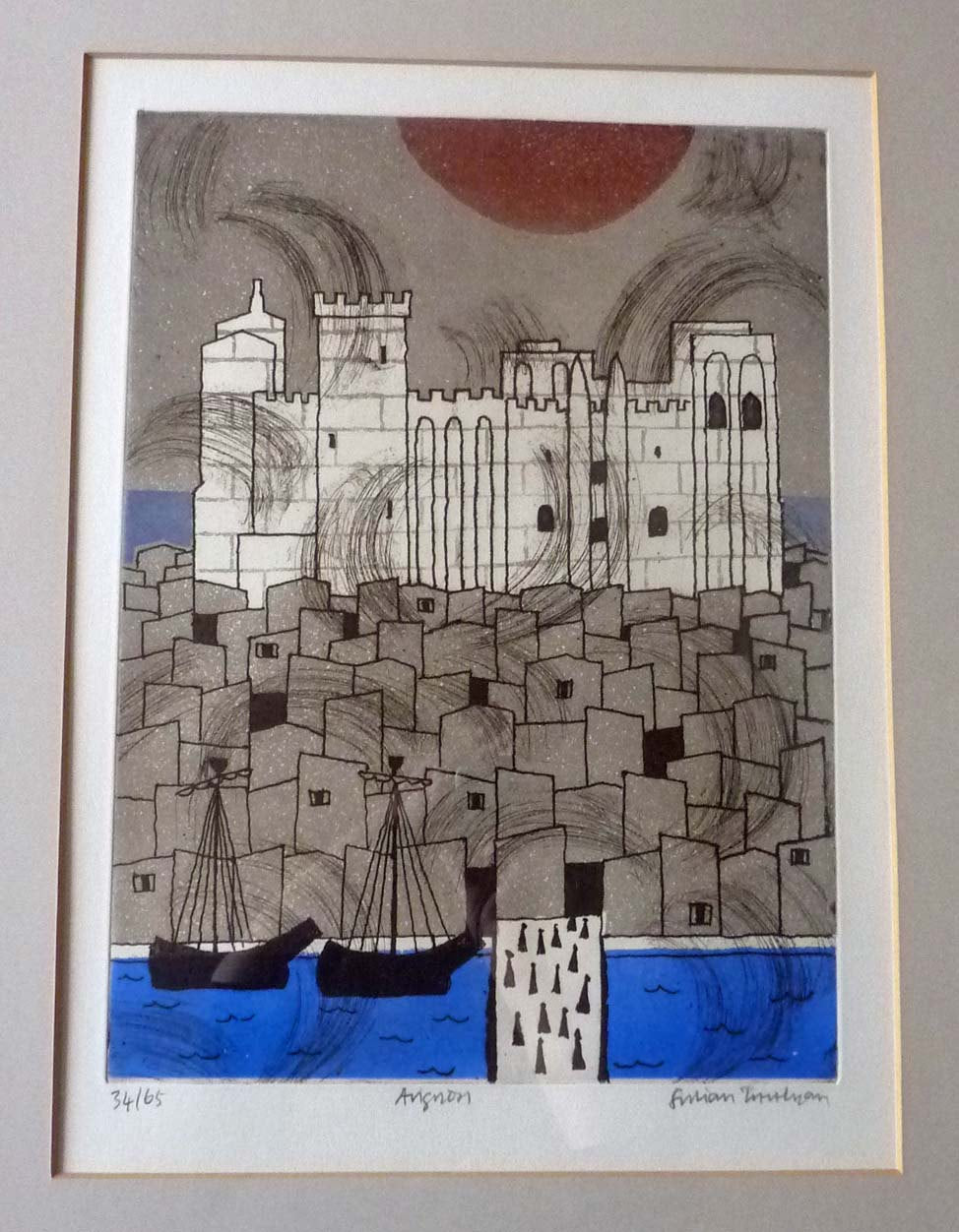 Julian Trevelyan ORIGINAL Etching & Soft Ground Aquatint. AVIGNON. Pencil Signed and Dated 1972