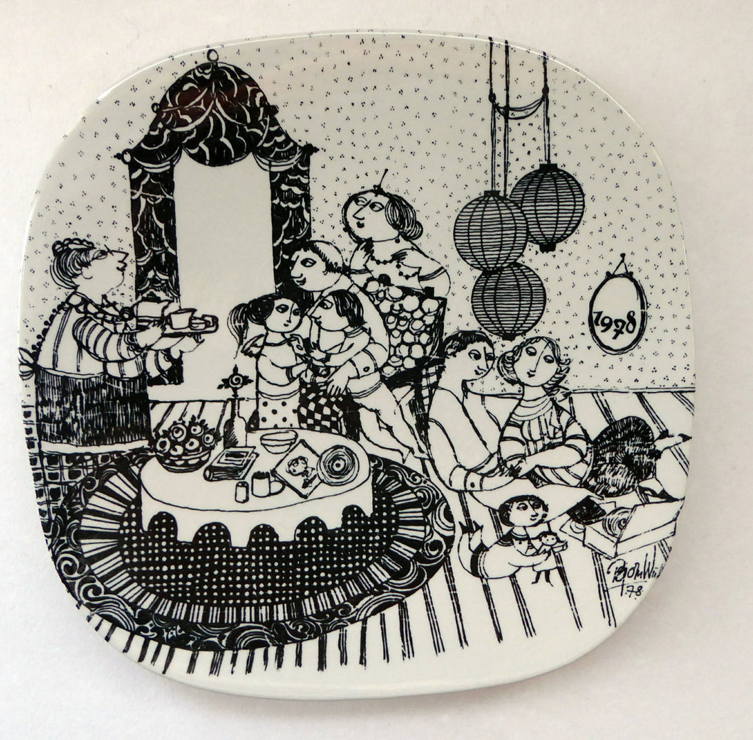 Danish Plate. Bjorn Wiinblad. Rarer 1970s Commemorative Plate. Designed for Imerco. The FIFTY YEARS LATER, 1978