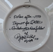 Load image into Gallery viewer, Danish Plate. Bjorn Wiinblad. Rarer 1970s Commemorative Plate. Designed for Imerco. The FIFTY YEARS LATER, 1978
