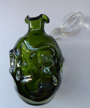 Load image into Gallery viewer, SWEDISH ASEDA GLASBRUK &quot;Thumbprint&quot; Decanter. Stylish Vintage Bristol Dark Green Glass. Designed by Bo Bergstom, Sweden
