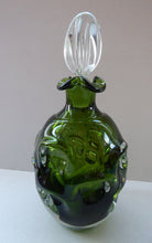 Load image into Gallery viewer, SWEDISH ASEDA GLASBRUK &quot;Thumbprint&quot; Decanter. Stylish Vintage Bristol Dark Green Glass. Designed by Bo Bergstom, Sweden
