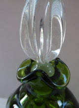 Load image into Gallery viewer, SWEDISH ASEDA GLASBRUK &quot;Thumbprint&quot; Decanter. Stylish Vintage Bristol Dark Green Glass. Designed by Bo Bergstom, Sweden
