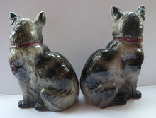 Load image into Gallery viewer, Antique SCOTTISH POTTERY. Highly Collectable Victorian / Edwardian Bridgeness (Bo&#39;ness) Cats, c 1908 (Pink Bows)
