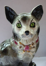 Load image into Gallery viewer, Antique SCOTTISH POTTERY. Highly Collectable Victorian / Edwardian Bridgeness (Bo&#39;ness) Cats, c 1908 (Pink Bows)
