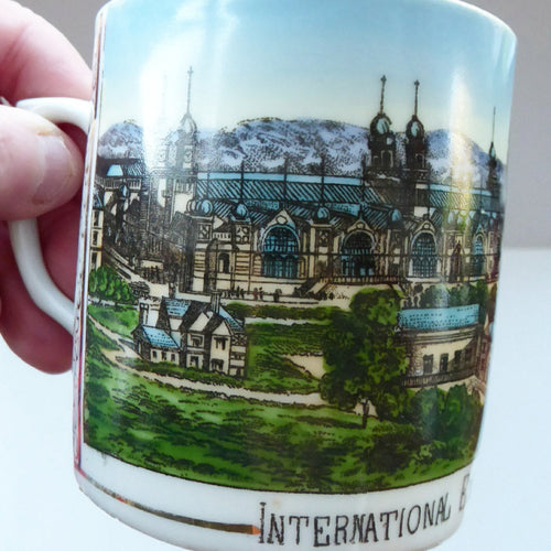 RARE 1888 Glasgow International Exhibition Ceramic Souvenir Mug