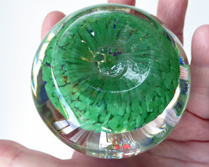 LARGE Vintage Scottish Paperweight, possibly by VASART GLASS. Aqua Green Ground with a Carpet of Millefiori