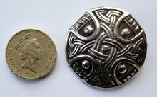 Load image into Gallery viewer, Lovely Silver Celtic Knotwork Shield Brooch by Shipton &amp; Co. Hallmarked Chester 1948
