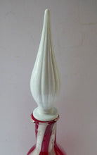 Load image into Gallery viewer, Fabulous Space Age Alrose / Empoli Italian Glass Genie Bottle Vase: Complete with Original Stopper. Red and White Candy Stripes

