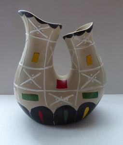 Rare BRENTLEIGH WARE 1950s Atomic Amorphic Shaped Vase: San Rema Shape and Rarer Beige Colour