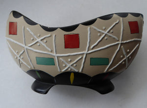 Rare BRENTLEIGH WARE 1950s Decorative Footed Bowl: NOVENTA Shape and Rarer Beige Colour