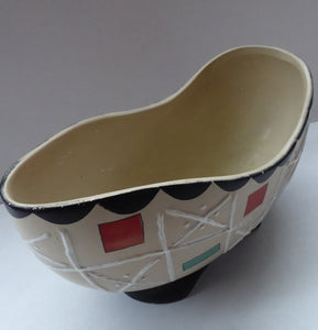 Rare BRENTLEIGH WARE 1950s Decorative Footed Bowl: NOVENTA Shape and Rarer Beige Colour