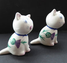 Load image into Gallery viewer, Very Rare PLICHTA, LONDON (Wemyss) Cats Cruets. Salt and Pepper Pots with Thistle Pattern. Purr-fectly Cute!
