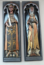 Load image into Gallery viewer, Plaster DANISH ROYALTY Plaques. Unusual Vintage 1970s Pair of Medieval Style Wall Plaques
