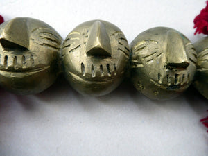 Vintage NAGALAND Cast Brass Chest Ornament - FIVE  Conjoined Heads and Two Full Figures