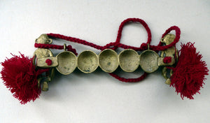 Vintage NAGALAND Cast Brass Chest Ornament - FIVE  Conjoined Heads and Two Full Figures