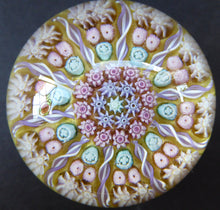 Load image into Gallery viewer, Gorgeous Colours. Scottish Glass - Strathearn Millefiori Canes and Latticino Ten Spoke Paperweight
