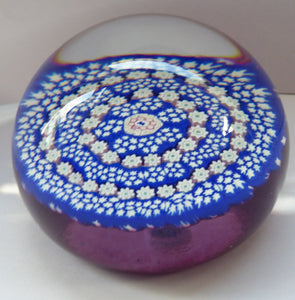 SCOTTISH Large Caithness Whitefriars Glass Paperweight: 1980s Close pack Millefiori with Butterfly Cane