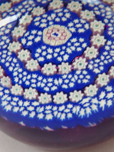 SCOTTISH Large Caithness Whitefriars Glass Paperweight: 1980s Close pack Millefiori with Butterfly Cane