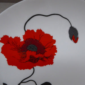 SUSIE COOPER for WEDGWOOD. 1971 Cornpoppy Design. Stylish Floral Bone China Dessert Plates - 9 inches