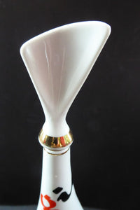 Vintage 1960s Amorphic White Porcelain Drinks / Cocktails Bottle or Decanter. Embellished with the names of drinks.