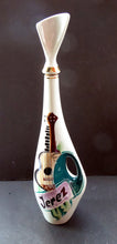 Load image into Gallery viewer, Vintage 1960s Amorphic White Porcelain Drinks / Cocktails Bottle or Decanter. JEREZ: Embellished with image of Spanish Guitar
