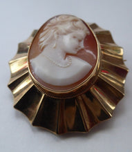 Load image into Gallery viewer, Vintage 9ct gold Shell Cameo Brooch London Hallmark
