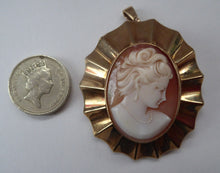 Load image into Gallery viewer, Vintage 9ct gold Shell Cameo Brooch London Hallmark
