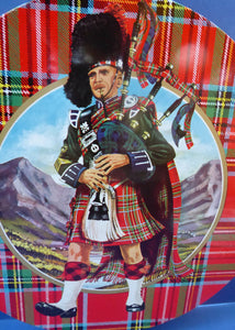 1960s Vintage SCOTTISH SHORTBREAD Tin with Tartan background with Central Piper Motif