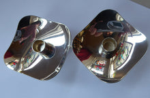 Load image into Gallery viewer, TWO / MATCHING PAIR of Danish Square Shaped Small Silver Plate Taper Berg Candle Holders

