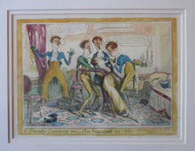 Load image into Gallery viewer, Original FRAMED 1835 Antique GEORGIAN Satirical Print / Etching by Isaac Robert Cruikshank. A Dandy Fainting at the Opera
