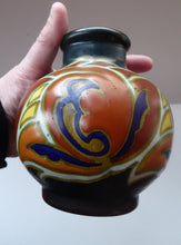 Load image into Gallery viewer, Pretty Art Deco Design. Plazuid Gouda Holland Vase. RARE Verat Pattern; c 1930
