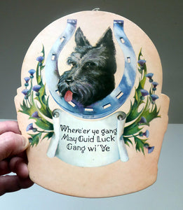 Genuine 1950s Scottish Cardboard Wall Calendar: Featuring a Scottie Dog, with his Head Through a Lucky Horse Shoe