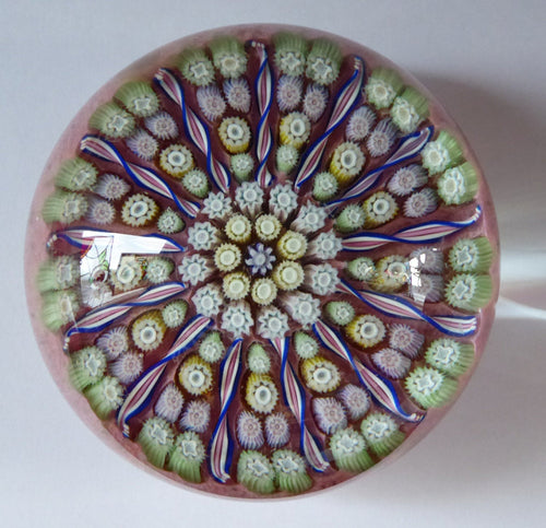 Scottish PERTHSHIRE Paperweight. Sugar Pink Ground