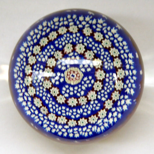 SCOTTISH Large Caithness Whitefriars Glass Paperweight: 1980s Close pack Millefiori with Butterfly Cane