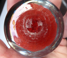 Load image into Gallery viewer, (SR) Beautiful VASART Scottish Glass Paperweight with 8 Spokes; with red ground ground, latticino canes &amp; millefiori

