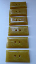 Load image into Gallery viewer, 1930s ART DECO Amber Butterscotch Colour Bakelite LARGE Buttons. Rare Matching Set of Six Oblong Buttons
