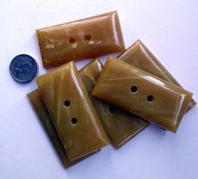 Load image into Gallery viewer, 1930s ART DECO Amber Butterscotch Colour Bakelite LARGE Buttons. Rare Matching Set of Six Oblong Buttons
