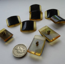 Load image into Gallery viewer, Rare Set of  Ten Art DECO Two Tone LUCITE / PERSPEX Buttons
