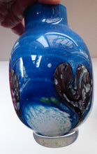Load image into Gallery viewer, Tall Blue Caithness Glass Cadenza Hearts Vase by Colin Terris
