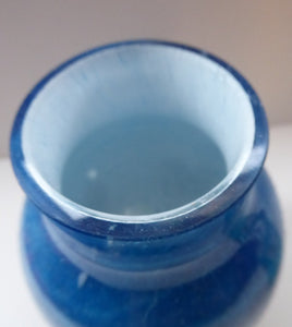 Tall Blue Caithness Glass Cadenza Hearts Vase by Colin Terris