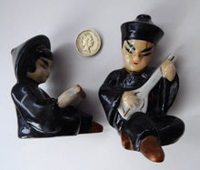 Load image into Gallery viewer, 1950s Vintage Cruet Set. Sweet Little Ceramic Chinese Man and Girl Salt and Pepper Pots
