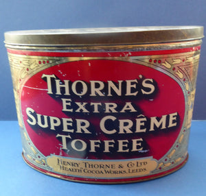 Rare Early 20th Century Art Nouveau Thorne's Extra Super Creme Advertising Toffee Tin; c 1910