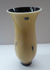 CAITHNESS GLASS Flared Vase. From the stylish vintage "Nouveau" range, and in the attractive Sand colour